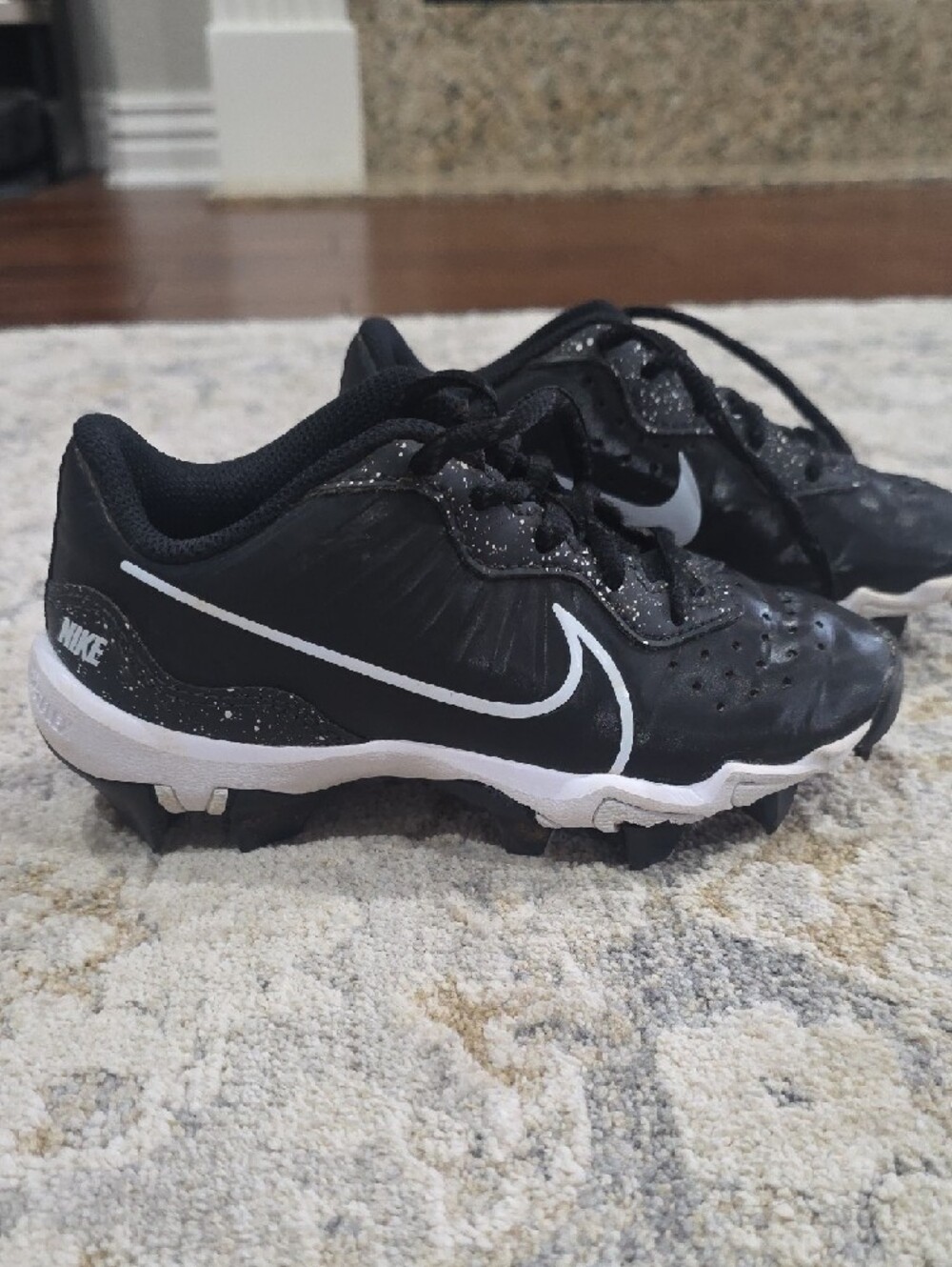 Nike Black and White Youth Baseball Cleats, size 12c